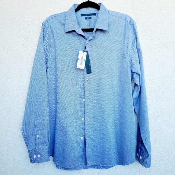 Perry Ellis Button-Up Long Sleeve Shirt / Men's Large / Blue - Picture 2 of 4